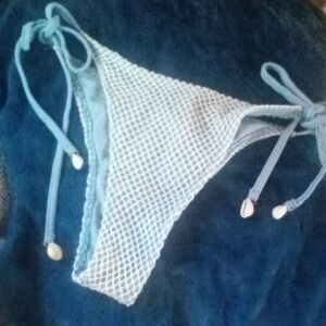 NWT! Zaful Light Blue w/ White Netted Fabric Bikini Bottom